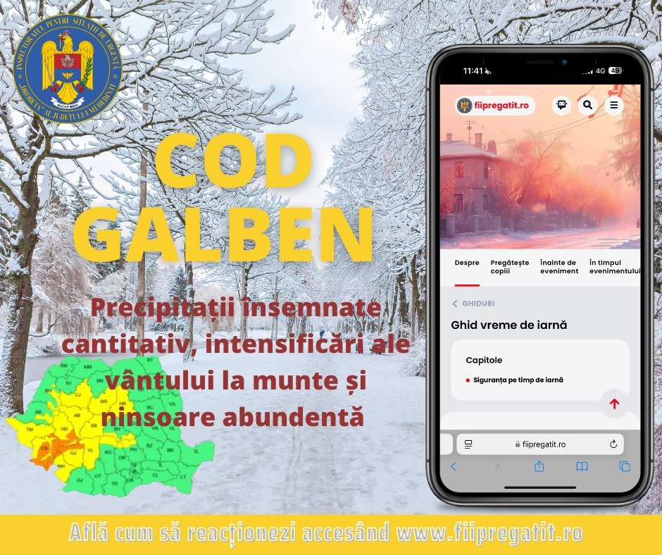 Alertă meteorologică în Mehedinți: iarnă grea în nordul județului, pompierii sunt pregătiți să intervină!